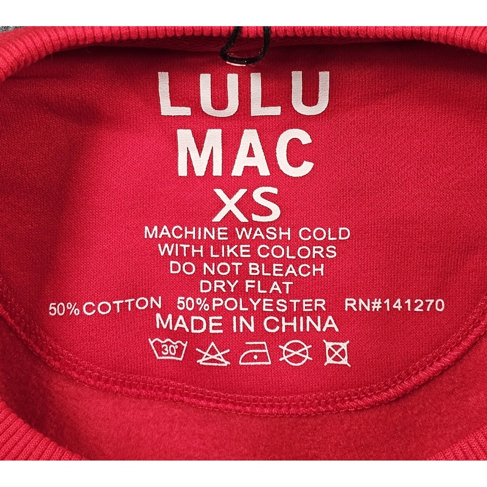 Lulu Mac Sweatshirt Women's Size XS Red White Polka Dot Oversized Embroidered - Picture 4 of 4